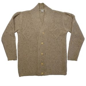 Inis Meain L Ireland Irish Cashmere Blend Merino Wool Cardigan Fair Isle Sweater